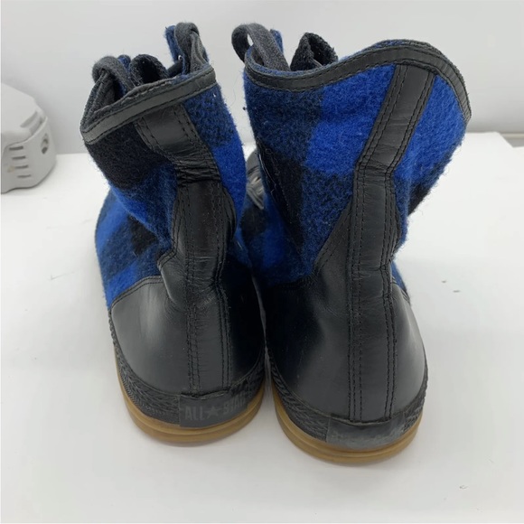 Converse All Star -Men’s Size 10.5-Plaid High Top Woolrich Sneakers -Black/Blue - Picture 10 of 16